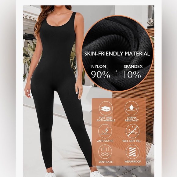 OQQ Black Ribbed Seamless Jumpsuit - Picture 2 of 6